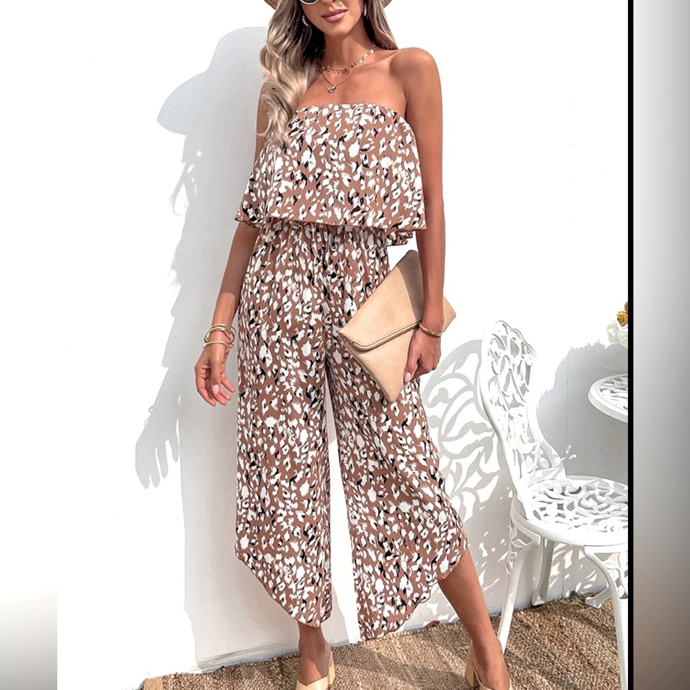 Strapless ruffled jumpsuit. NWOT- purchased from boutique.